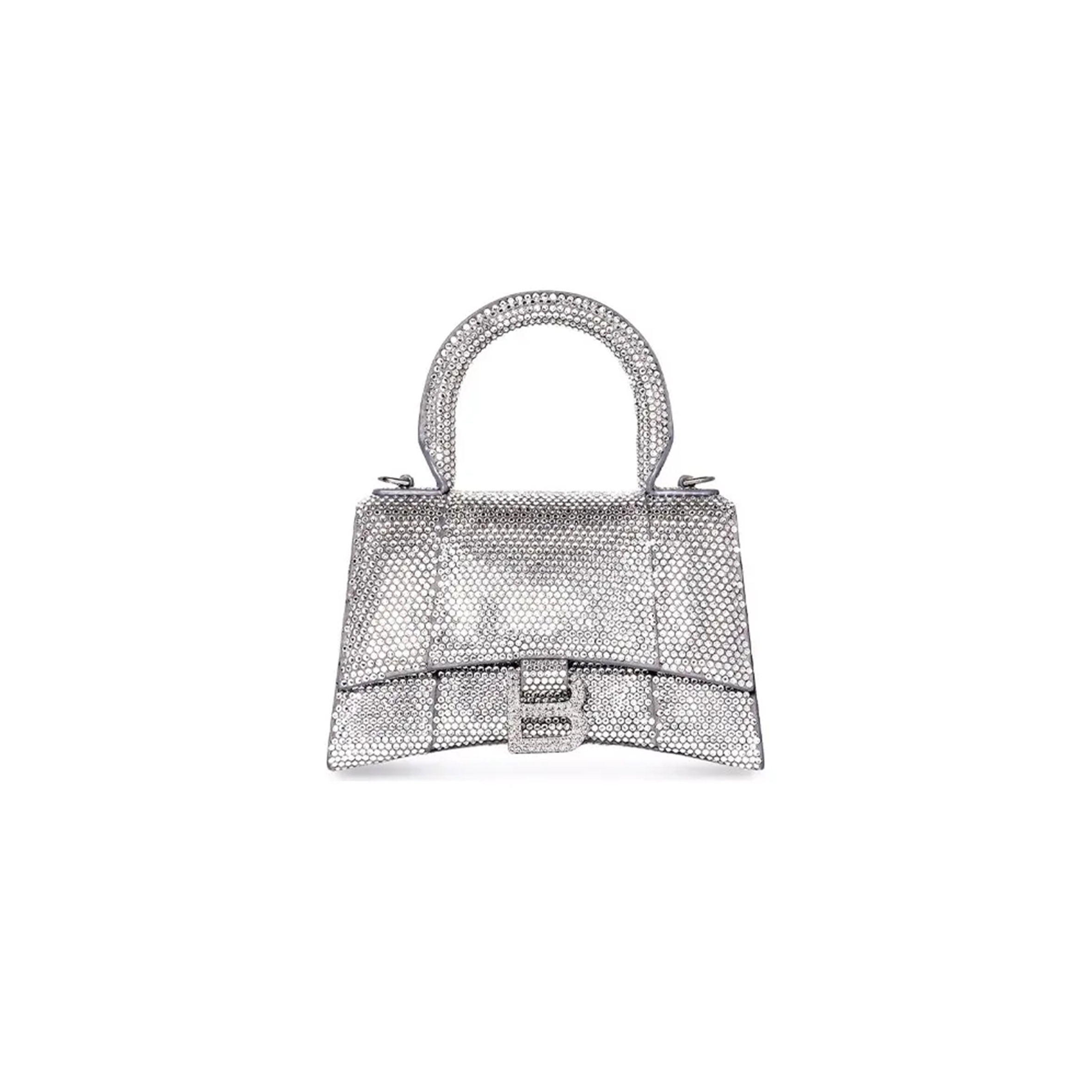 Ba*len*cia*ga women''s hourglass handbag xs with rhinestones grey 59283328d0y1272 (18.8*13*7.9cm)